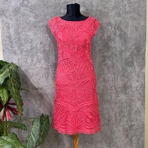 SUE WONG NOCTURNE Women’s Size 0 Soutache Ribbon Mini Dress Coral Pink Barbie